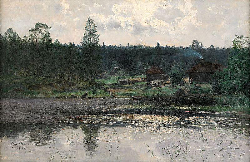 Alfred Thorne Insjolandskap med gard Norge oil painting art